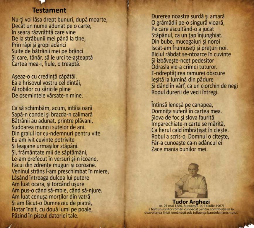 poezia testament de tudor arghezi